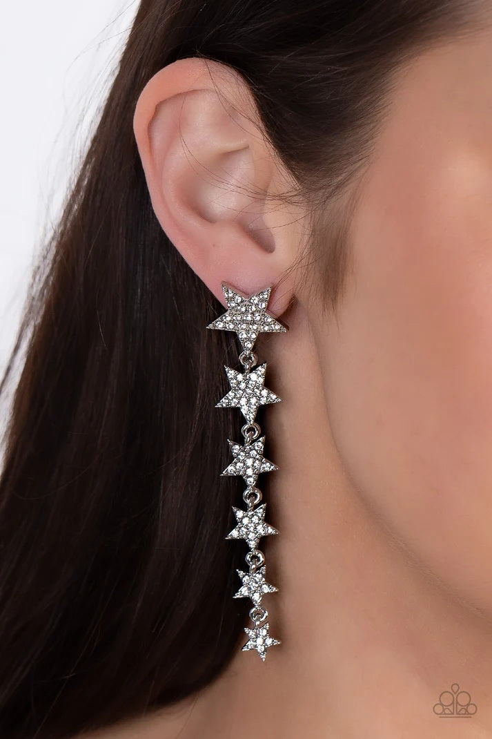 Paparazzi Americana Attitude-White Post Earring