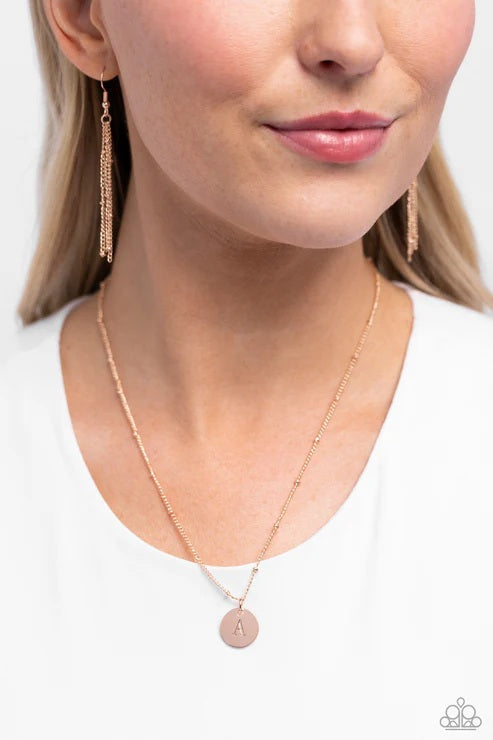 Paparazzi Initial Elegance -A- Rose Gold