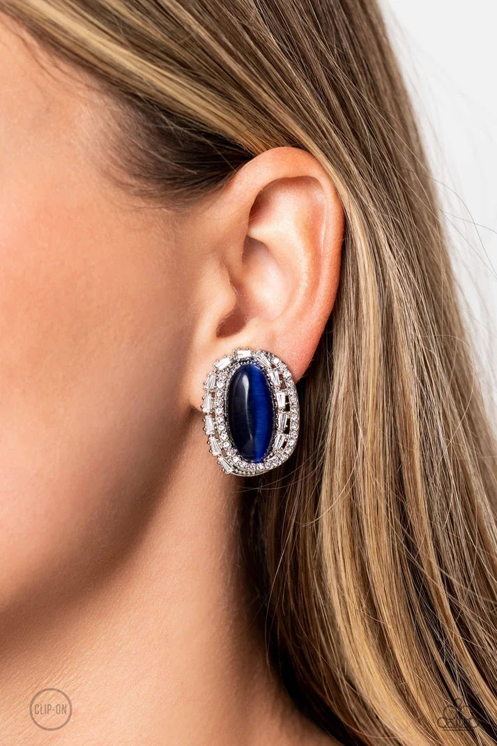 Paparazzi Shimmery statement Blue Clip On